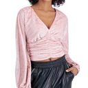 Self Esteem Velvet Ruched Long Sleeve Crop Top Photo 0