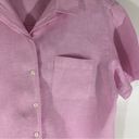 Emma James  Sport Women’s Linen Button Down Short Sleeve Shirt Pastel Pink Large Photo 2