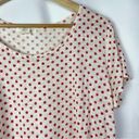 Forever 21  White Pink Polka Dot Linen Short Sleeve T-Shirt L Photo 2