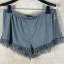 Bebe  Gray Satin Stretch Knit Pajama LOGO Sleep Shorts with lace trim, XL Photo 0