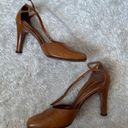 Nordstrom Vintage  7.5 Brown Tan Leather Cutout Accent D'Orsay Pumps Heels Strap Photo 1