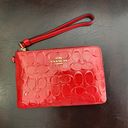 Coach  Red Corner Zip Wristlet In Signature Patent Leather #CN049 Photo 2