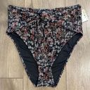 Chelsea and Violet  High Waist Front Tie Black Floral Bikini Swim Bottoms Large Photo 0