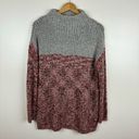 Topshop  Womens Textured Knit Colorblock Grey Red Mock Neck Pullover Sweater Sz 8 Photo 2