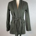 Good American  Womens The Wrap Belted Jacket Size 1 S Small Olive Green Pockets Photo 0