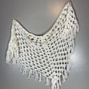 White Open Crochet Granny Shawl With Tassel Fringe Photo 0