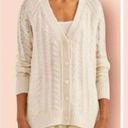 Equipment Femme White Open Knit Cashmere Alpaca Wool Cable Knit Cardigan small Photo 0