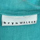 Bryn Walker  Lagenlook 100% Linen Aqua Blue Button Up Blouse | Small Photo 5