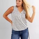 Bobeau  Women's Slub Knit White Black Stripes Tank Top Size XXS NWT Photo 0