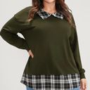 Bloomchic Sweatshirt w/ Plaid Hem and Collar Olive Size 18 Photo 1