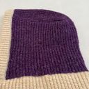 NWOT Purple Beige Button Balaclava Winter Knit Hoodie Hood Hat Photo 7