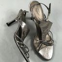 Fioni 7.5  Silver Snakeskin peep toe 3” Heels Photo 2