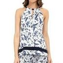 Shoshanna  Georgian White Blue Floral High Neck Sleeveless Shift Dress Women's 8 Photo 1