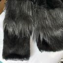 H.I.P. Lumiere Black Contrasting Faux Fur & Feather Length Jacket Coat Sz S Photo 7