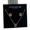 Coach NWT  Signature Rose Gold Tone Floral Earrings Studs and Necklace Set Photo 0