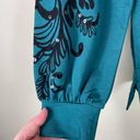 Chico's  Zenergy Sequined French Terry Scrolls Sweatshirt in Peacock Teal Photo 4