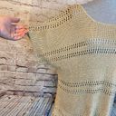 ee:some  Womens Open Knit Top Fringe Acrylic Blend Short Sleeve Tan Taupe Medium Photo 1