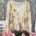 True Craft Ivory Tie Dye Tiered Top  Long Sleeve Cotton Blend Flowy Womens Medium Photo 11