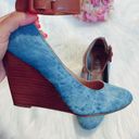 mix no. 6 Blue Denim/Brown Ankle Strap Wedges! Photo 3