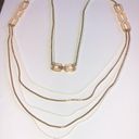 Monet  Vintage Gold Tone & Off White Enamel Multi Strand Retro Boho Necklace Photo 1