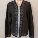Talbots  vintage wool zip front embroidered cardigan sweater L Photo 0