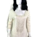 Natori Josie  Beaded Sequin Blouse Fringe Knit Top Long Sleeve‎ Women's Size M Photo 14