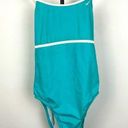 Nike  Aqua Blue One Piece Racerback Bathing Suit with White Trim Photo 0