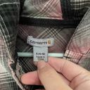 Carhartt  Pink Plaid Flannel Button Down with Hoodie Size Small Photo 2