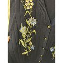 Vintage Alfred Dunner Floral Embroidered Button Up Sweater Vest Navy Blue XL Photo 2