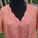 Nine Britton  Orange Floral Short Sleeve Blouse Photo 2