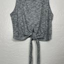 Zyia Women M Heathered Black Blue Crop Shirt Tie Front Sleeveless Athletic Yoga Photo 1