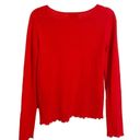 Belle France Sweater Long Sleeve 100% Cashmere Lettuce Hem Pullover Red Medium Photo 1