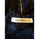 Hello Molly Dress Size 6 Blue Crochet Mini Sheath High Neck Long Sleeve Cocktail Photo 10