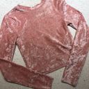 H&M Pink Velvet Long Sleeve Crop Top Photo 0