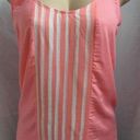 The Loft "" CORAL & WHITE STRIPED FRONT LIGHTWEIGHT TANK SHIRT TOP BLOUSE SIZE: M NWT Photo 0