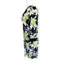 Tiana B . Floral Puff Paint Dress Shift 3/4 Sleeve Stretch Pullover Blue Green 10 Photo 3