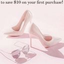 Nordstrom NEW Mackin J Pink Iridescent Open Strappy Faux Leather Sandal Heels Photo 4