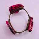 Bourbon and Boweties Bourbon And Bowties Gold Tone Pink Beaded Large Statement Bangle Bracelet Photo 1