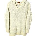 POL  Cream Popcorn Oversized Sweater Womens Boucle Knit Hooded Long Tunic Small Photo 0