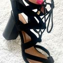 Charlotte Russe corset Strappy Lace-Up Faux Suede Block Heel Sandal Size 10 K252 Photo 4