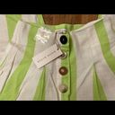 Moon River  Button Front Culottes Green & White Vertical Stripes NWT Sz XS Linen Photo 3