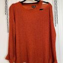 Dee Elly  Cold Shoulder Sweater Orange Cut Out Crew Neck Slit Pullover Size S Photo 0