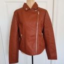Krass&co Boundless North North&. Womens Faux Leather Moto Jacket Cognac Brown Size M Photo 0