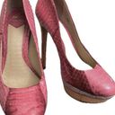 Brian Atwood  Pink Snakeskin Platform Pumps Heels - Size 6 Photo 0