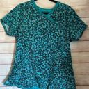 Cherokee heart Leopard Print aqua black Scrub Top nurse medical vet size large. Photo 1