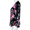 EXPRESS  Shirt Women’s XSmall Black Pink Floral Popover Office Work Career Casual Photo 2