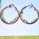 Michael Kors  | GOLD TONE MEDIUM SIZE LOGO HOOP EARRINGS Photo 4