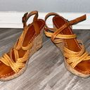 American Eagle Tan Strappy Platform Wedge High Heel Sandals Size 8 Photo 0