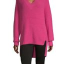 a.n.a . V-Neck High Low Sweater Catalina Hot Pink Photo 1