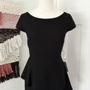 Eliza J  Cap Sleeve Ruffled Peplum Waist Crepe Wide Leg Jumpsuit Black Size 6 NWT Photo 2